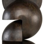 FORMA Sculpture with abstract biomorphic design, stacked interlocking segments, smooth dark finish, and tall totemic vertical form for modern interiors.