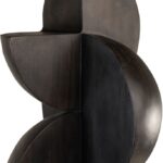 FORMA Sculpture with abstract biomorphic design, stacked interlocking segments, smooth dark finish, and tall totemic vertical form for modern interiors.
