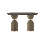 RAY Console Table – modern console with oak veneer top and sculptural stainless steel base.
