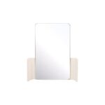 Alt text: GENKAN Ceramic Rectangular Mirror with off-white glazed ceramic frame, handcrafted rectangular wall mirror with dual mounting options, artisanal ceramic and glass mirror with unique shading.