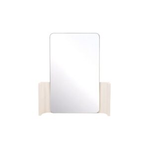 Alt text: GENKAN Ceramic Rectangular Mirror with off-white glazed ceramic frame, handcrafted rectangular wall mirror with dual mounting options, artisanal ceramic and glass mirror with unique shading.