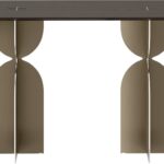 RAY Console Table – modern console with oak veneer top and sculptural stainless steel base.