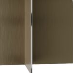 RAY Coffee Table with round oak veneer top and geometric stainless steel base – modern luxury furniture for living rooms.