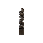 FORMA Sculpture with abstract biomorphic design, stacked interlocking segments, smooth dark finish, and tall totemic vertical form for modern interiors.