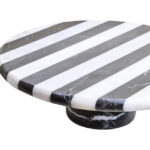 SOMA Large Black and White Marble Cake Stand with striped marble top and cylindrical black marble base displayed with cakes and desserts.