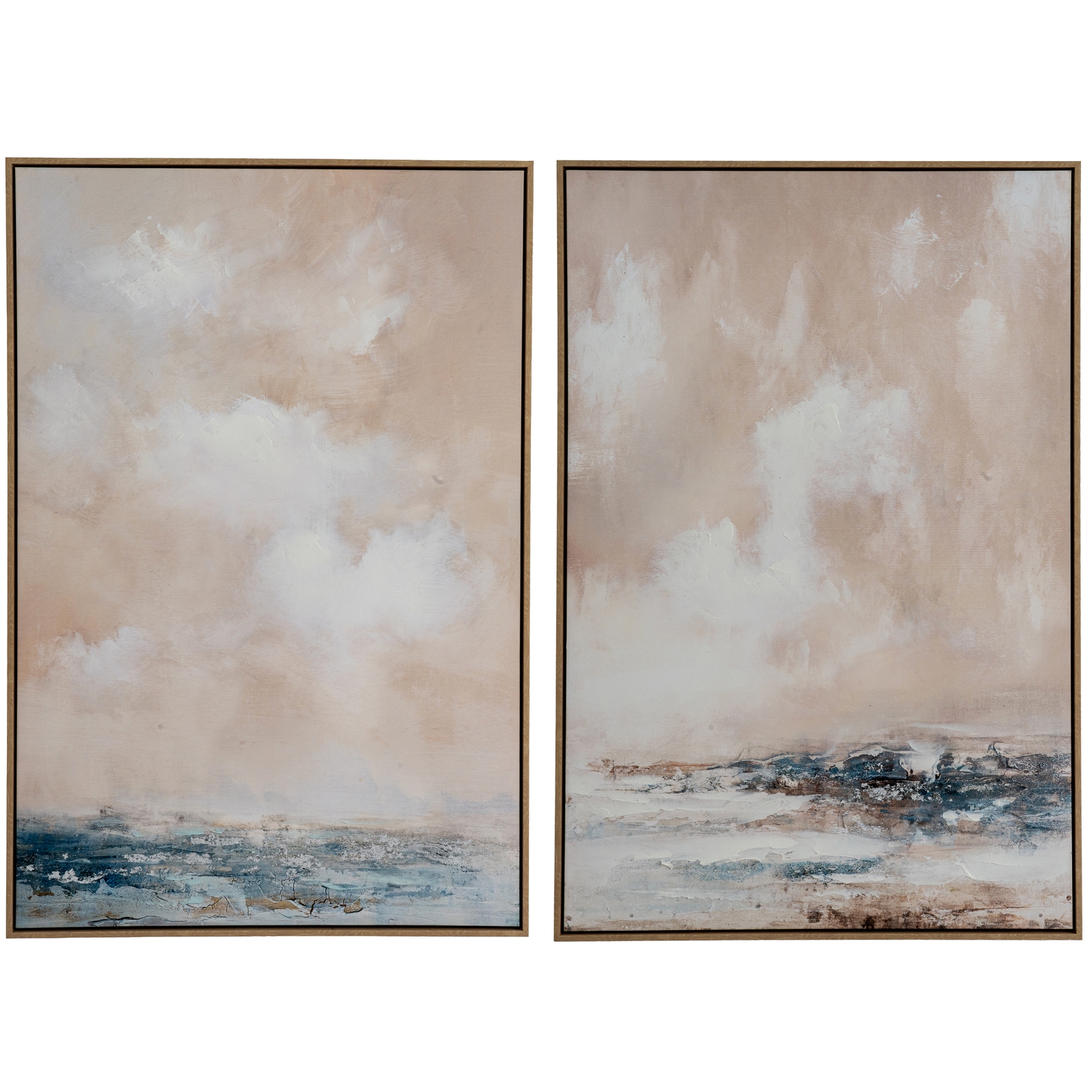 Stratos Hand Painted Canvas In Frame featuring layered brushstrokes in cool neutral tones and a contemporary framed finish.