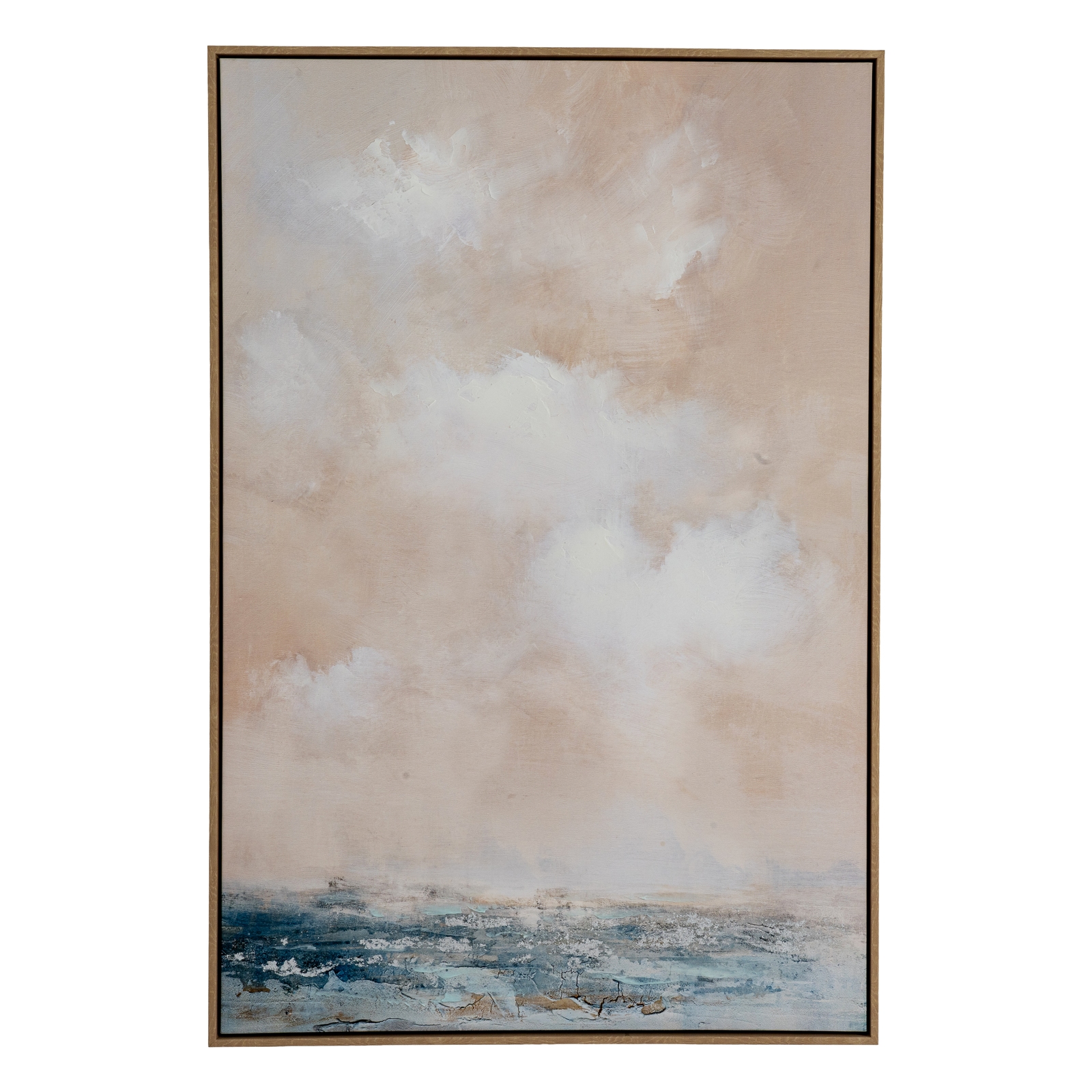 Stratos Hand Painted Canvas In Frame featuring layered brushstrokes in cool neutral tones and a contemporary framed finish.