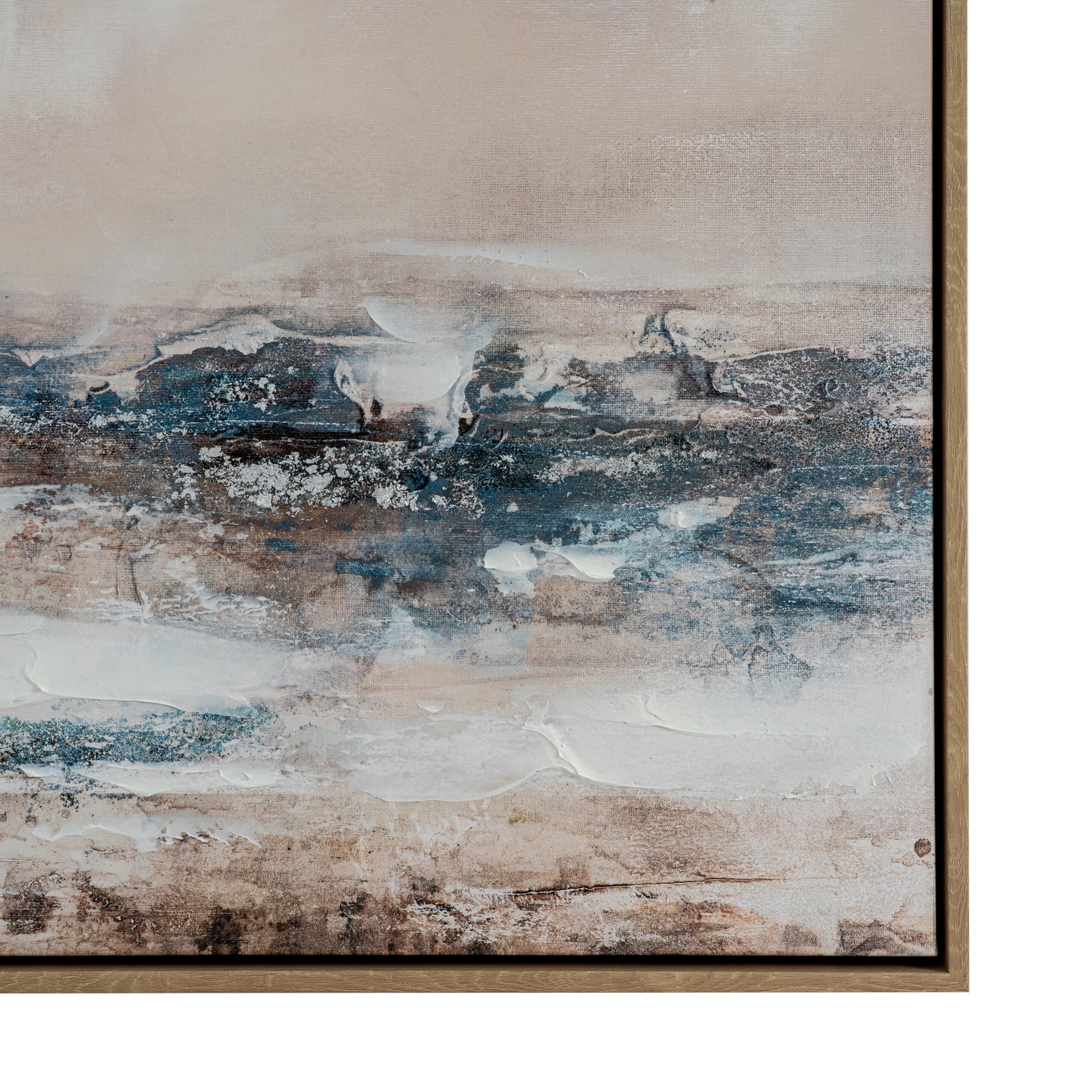 Vaydra Hand Painted Canvas In Frame with layered brushstrokes and sleek modern frame in neutral tones.
