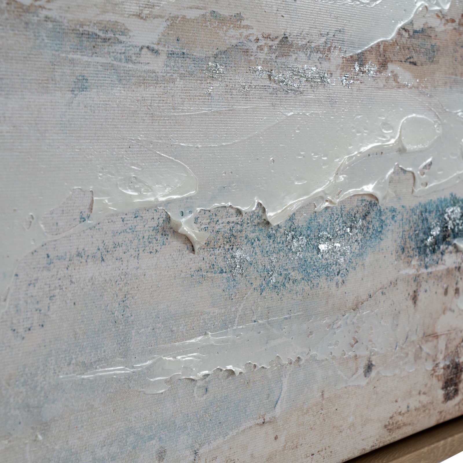 Vaydra Hand Painted Canvas In Frame with layered brushstrokes and sleek modern frame in neutral tones.