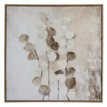 Mistora Hand Painted Canvas In Frame featuring textured brushstrokes in soft neutral tones with a contemporary framed finish.