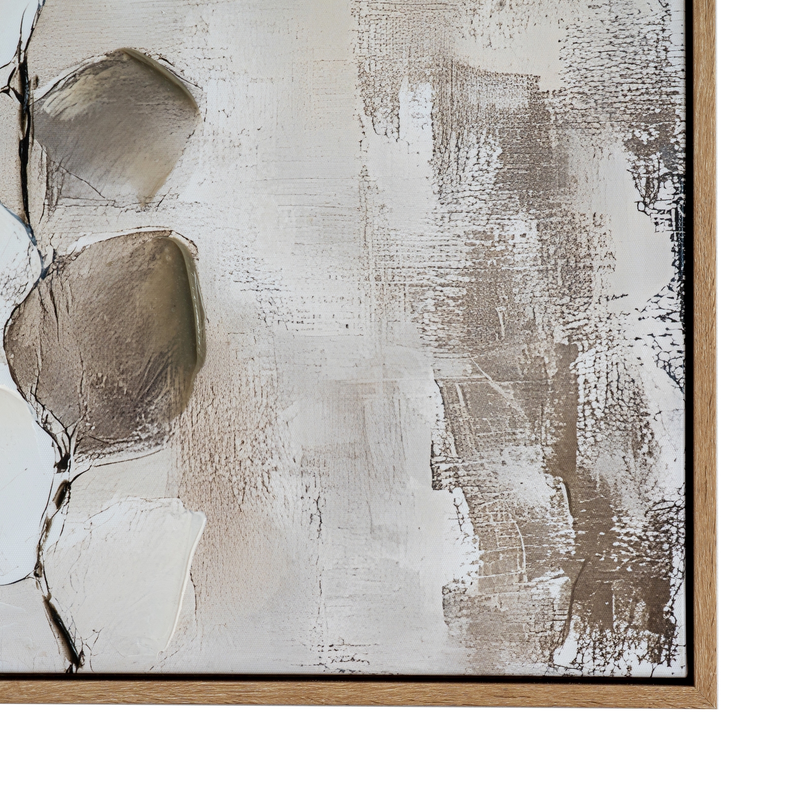 Mistora Hand Painted Canvas In Frame featuring textured brushstrokes in soft neutral tones with a contemporary framed finish.