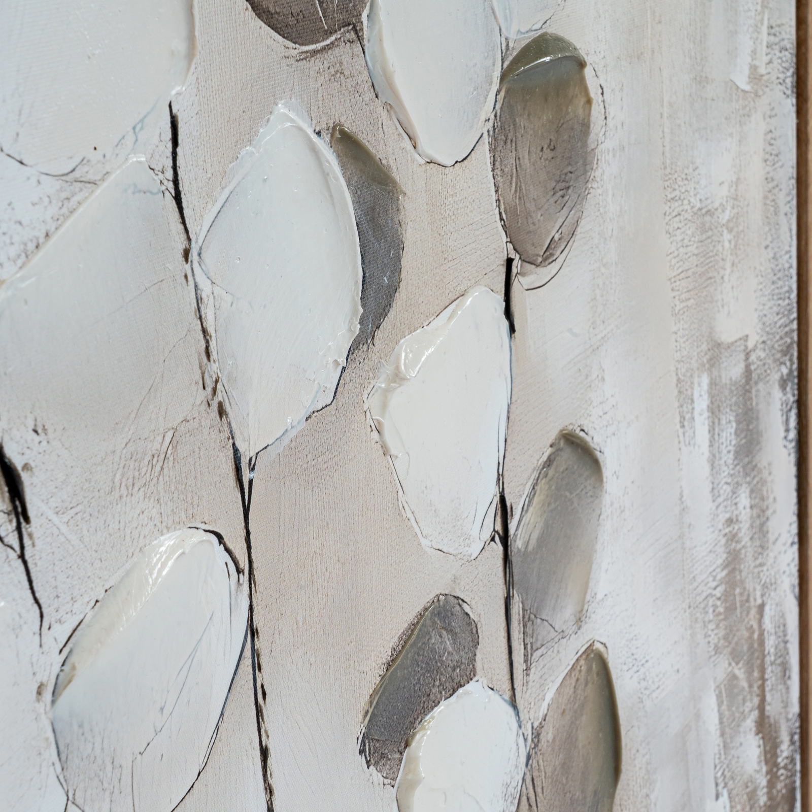 Mistora Hand Painted Canvas In Frame featuring textured brushstrokes in soft neutral tones with a contemporary framed finish.