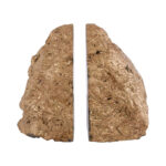 LUVIA Agate Grey and Gold Bookends featuring natural agate texture with gold edges displayed on a modern bookshelf.