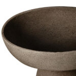 VIRA Small Textured Grey Aluminium Pedestal Bowl with elevated base and tactile finish displayed on a modern console table.