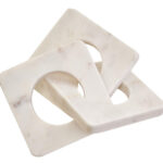 NASON White Marble Three Link Chain sculpture featuring smooth polished finish displayed on a modern console table.