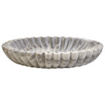 ERICA Large Grey Fluted Marble Bowl crafted from natural marble with polished finish and sculpted fluted edges.