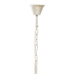 HAMPSTEAD 6 Bulb Chrome Pendant Light featuring clear glass panels and chrome frame suspended above a modern dining table.