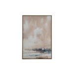 Vaydra Hand Painted Canvas In Frame with layered brushstrokes and sleek modern frame in neutral tones.