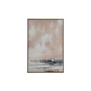 Vaydra Hand Painted Canvas In Frame with layered brushstrokes and sleek modern frame in neutral tones.