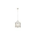 HAMPSTEAD 6 Bulb Chrome Pendant Light featuring clear glass panels and chrome frame suspended above a modern dining table.