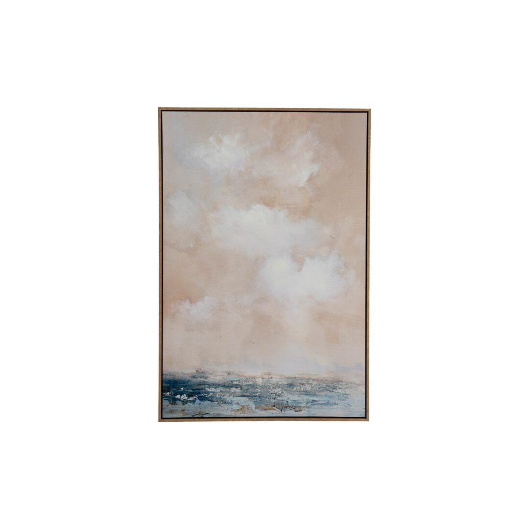 Stratos Hand Painted Canvas In Frame featuring layered brushstrokes in cool neutral tones and a contemporary framed finish.