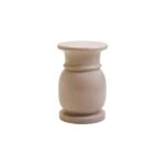 LOROS Cream Marble Stool and Side Table with smooth polished finish displayed as an accent table in a modern living room.