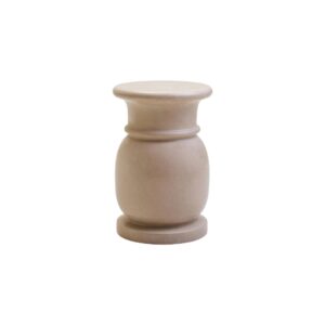 LOROS Cream Marble Stool and Side Table with smooth polished finish displayed as an accent table in a modern living room.
