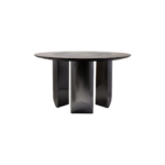 HUGO Round Veneer and Ceramic Dining Table with black marble-effect lazy susan and grey brushed stainless steel base displayed in a modern dining room.