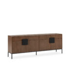 BEZO Walnut Sideboard – modern walnut elm wood cabinet with black iron frame and handles, luxury contemporary storage furniture.