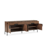 BEZO Walnut Sideboard – modern walnut elm wood cabinet with black iron frame and handles, luxury contemporary storage furniture.