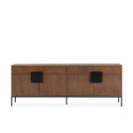 BEZO Walnut Sideboard – modern walnut elm wood cabinet with black iron frame and handles, luxury contemporary storage furniture.