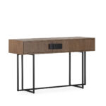 BEZO Walnut Console Unit – walnut elm wood console with black iron frame, modern design for luxury contemporary interiors.