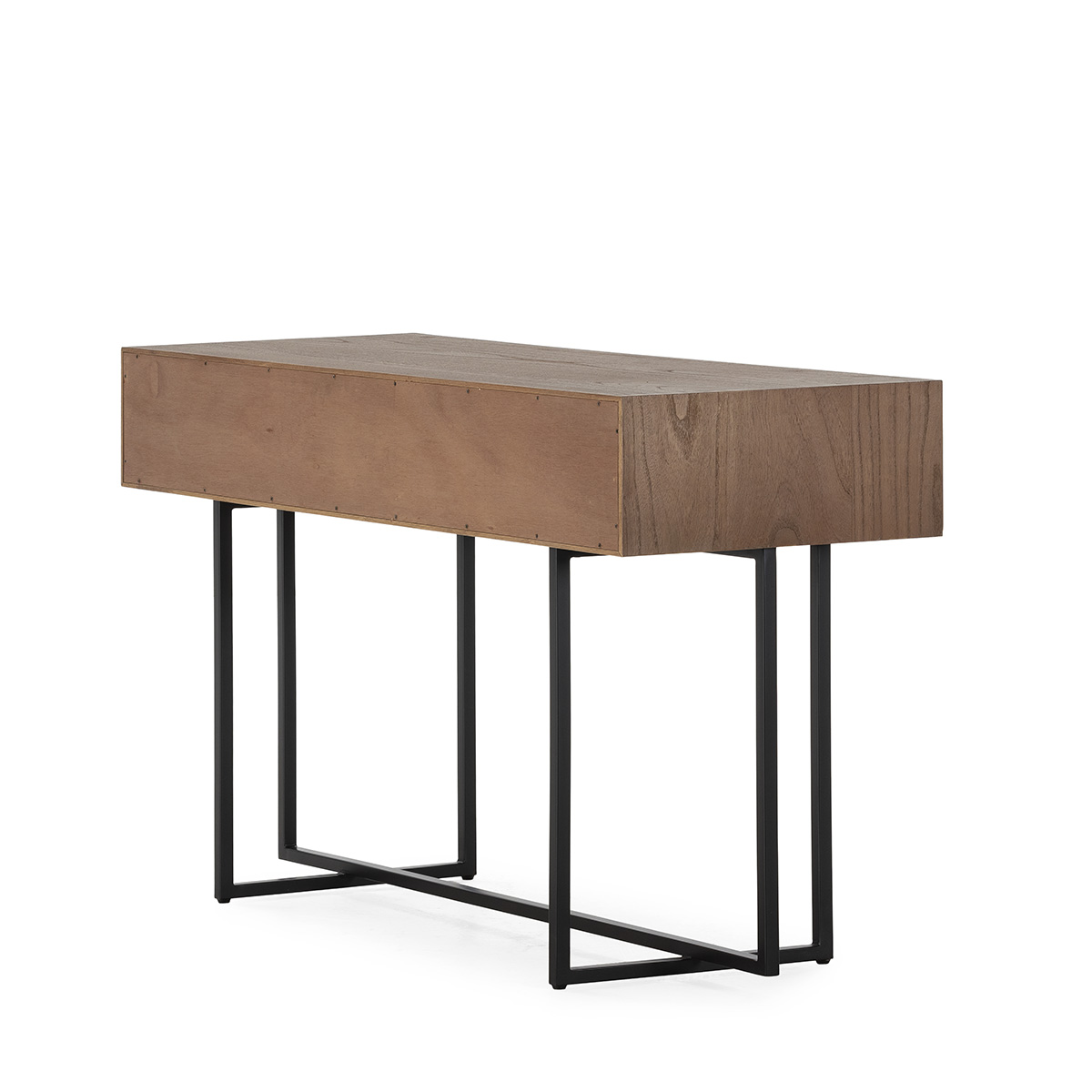 BEZO Walnut Console Unit – walnut elm wood console with black iron frame, modern design for luxury contemporary interiors.