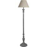 ITHACA Floor Lamp – Handcrafted Floor Lamp with Neutral Washed Wood Base and Linen Shade