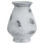 NAXOS Large Antique White Vase – Handcrafted ceramic vase with antique white stone finish, ideal for faux florals or as a standalone decorative accent.