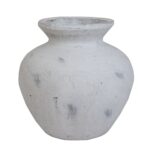 DARCY Antique White Vase – Handcrafted ceramic vase with antique white stone finish, ideal for floral arrangements or standalone décor in modern and traditional spaces.