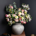 DARCY Antique White Vase – Handcrafted ceramic vase with antique white stone finish, ideal for floral arrangements or standalone décor in modern and traditional spaces.