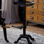 DRAFTSMAN Adjustable Tractor Seat – Handcrafted Industrial Stool with Height-Adjustable Contoured Seat and Black Metal Frame