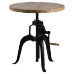 DRAFTSMAN Adjustable Bistro Table – Handcrafted Industrial Bar Table with Wooden Top and Adjustable Height