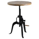 DRAFTSMAN Adjustable Bistro Table – Handcrafted Industrial Bar Table with Wooden Top and Adjustable Height