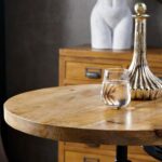 DRAFTSMAN Adjustable Bistro Table – Handcrafted Industrial Bar Table with Wooden Top and Adjustable Height