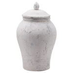 BLOOMVILLE Large Stone Ginger Jar – Handcrafted ceramic jar with stone-effect texture, perfect for faux florals or standalone decorative styling.