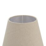 INCIA Column Table Lamp – Handcrafted grey-washed wooden lamp with column base and neutral linen shade, ideal for rustic or cottagecore interiors.
