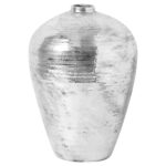 ASTRAL Large Hammered Silver Vase – Handcrafted Floor Standing Ceramic Vase with Reflective Silver Finish