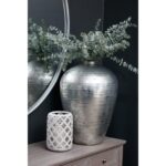 ASTRAL Hammered Silver Vase – Handcrafted Floor-Standing Silver Ceramic Vase with Hammered Metallic Finish