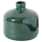 GARDA Emerald Glazed Eve Vase – Handcrafted emerald ceramic vase with distressed glaze
