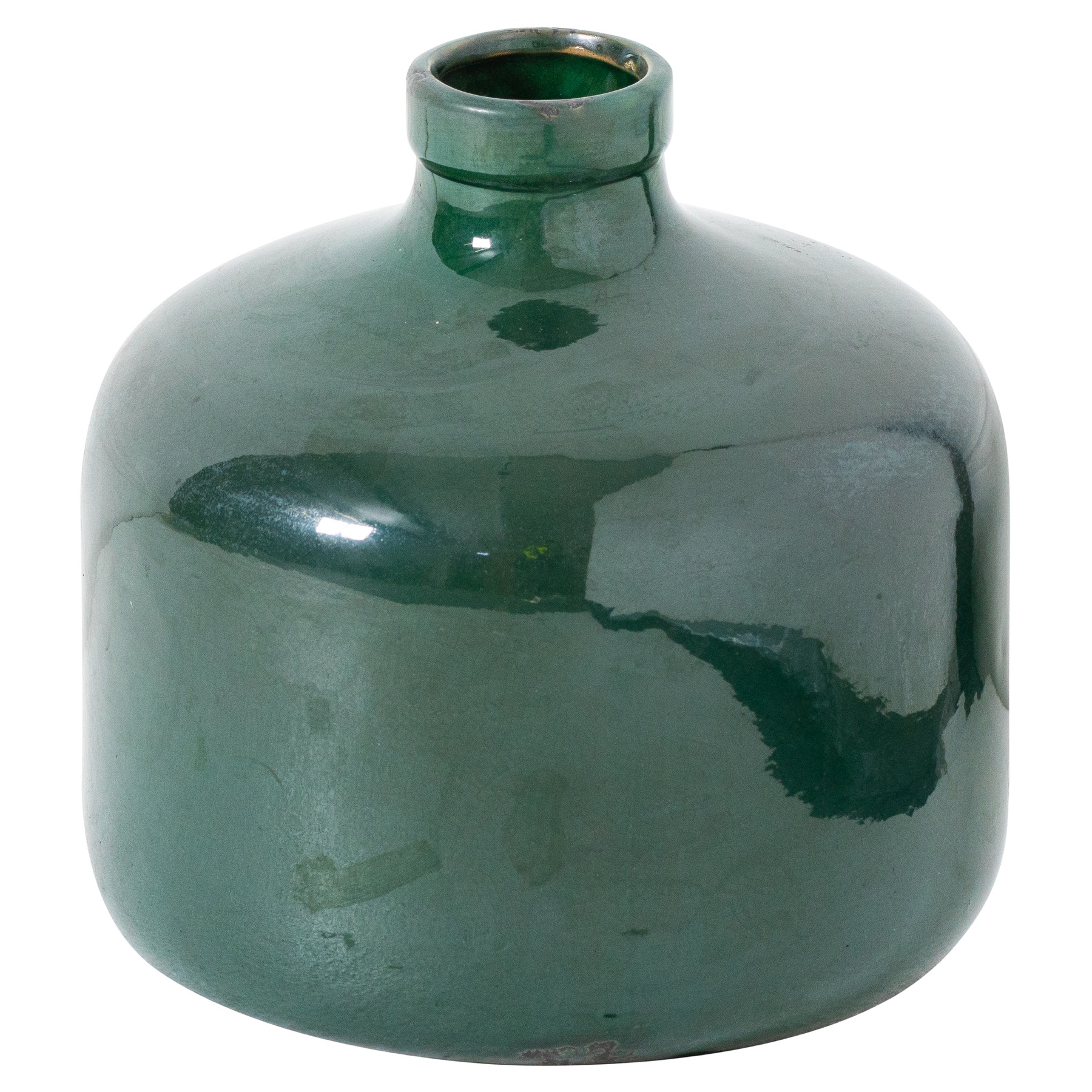 GARDA Emerald Glazed Eve Vase – Handcrafted emerald ceramic vase with distressed glaze