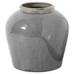 GARDA Grey Glazed Juniper Vase – Handcrafted ceramic vase with distressed grey glaze and elegant rounded form, ideal for modern or classic interiors.