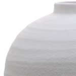 TIBER Matt White Ceramic Vase – minimalist round white ceramic vase with matte finish and textured surface, perfect for modern interiors.