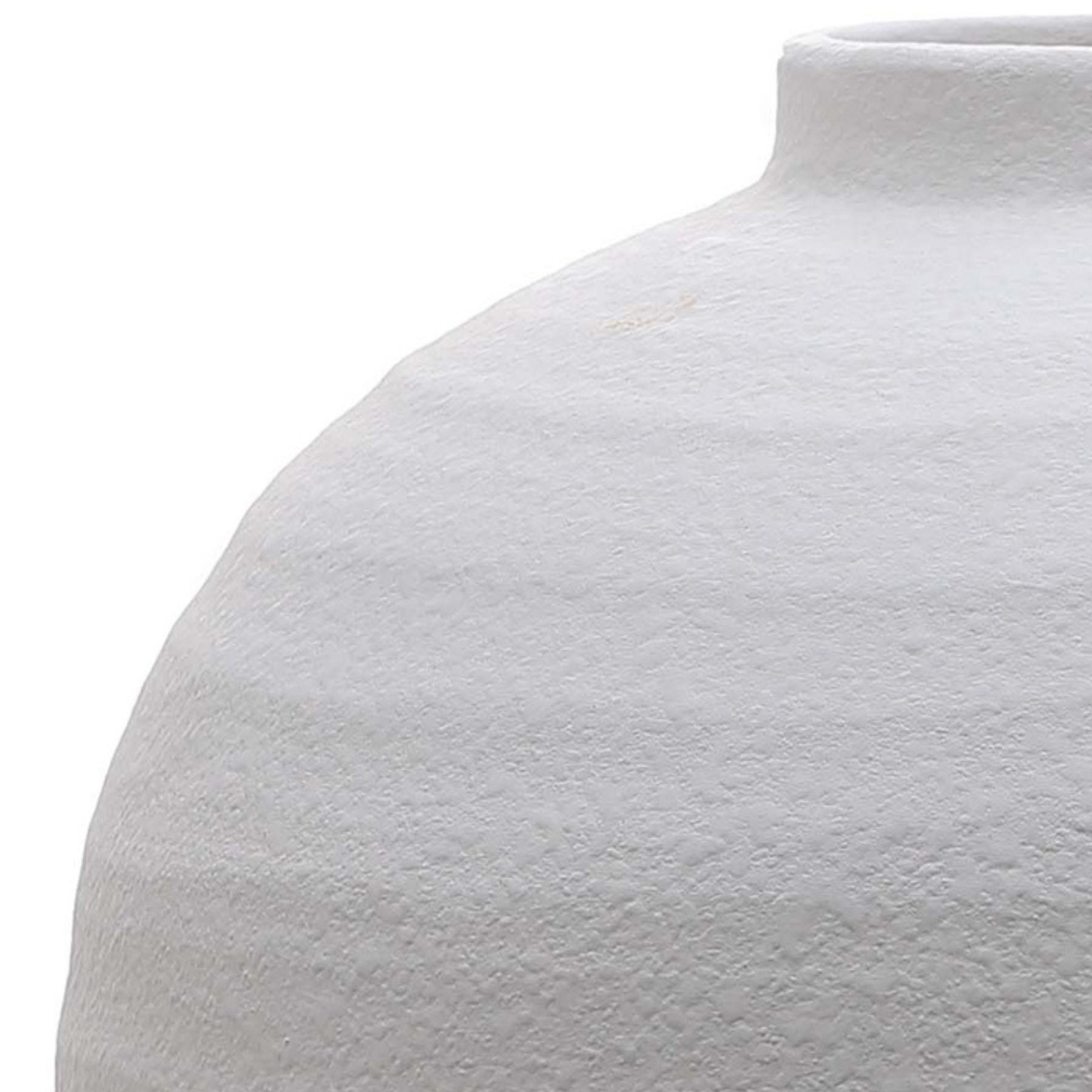 TIBER Matt White Ceramic Vase – minimalist round white ceramic vase with matte finish and textured surface, perfect for modern interiors.